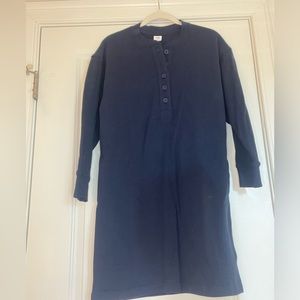 Navy button front cotton tshirt dress